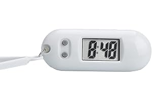 tinysiry Orologio da taschino portachiavi, mini orologi digitali adatti per lo zaino con cordino per chiavi a clip, orologio elettronico con display digitale LCD silenzioso Bianco