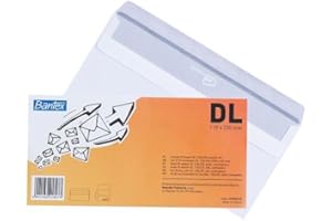 Bantex Selbstklebende Briefumschläge/Umschläge DL (22 x 11 cm), Weiß, 25 Stück in Folienpackung