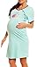 Happy Mama Women's Maternity Nursing Breastfeeding Nightdress Shirt Gown. 392p (Mint, 12)