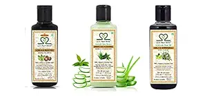 S2M KHADI HERBAL Ayurvedic Hair Care Kit - Amla Reetha Shampoo + Amla Bhringraj Hair oil + Green Tea & Aloevera Conditioner 210 ml each