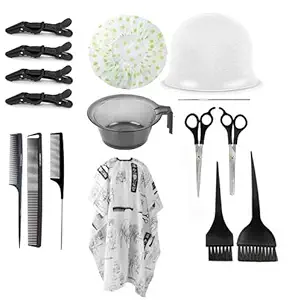 Faigy Home And Professional Beauty Makeup Hair Cutting Scissors, Apron, Combs Hair Color Dye Brushes, Bowl For Hair Color, Salon Hair Clips, Hair Treatment Kit Combo,Silicone Highlighting Cap