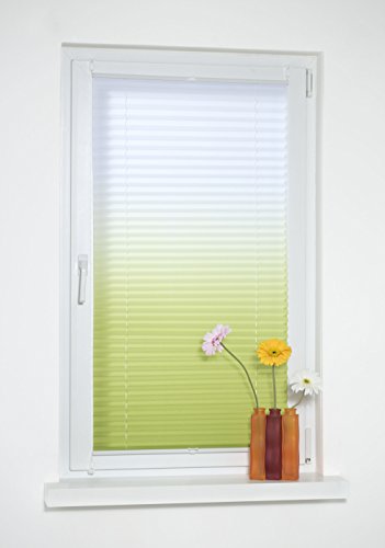 HOMELIA Klemmfix-Plissee Farbverlauf, Stoff: 100% Polyester, verspannt ohne Bohren oder Schrauben, 080 x 130 grün , blickdichte Transparenz, lichtdurchlässig, exklusives Design - 3
