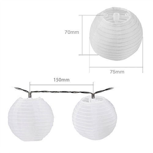 Deallink 20er Lampions LED Lichterkette mit Batteriehalter Garten Außen- und Innenbereich 2,2 Meter Warmweiß(AA Batteriebetrieben) - 7