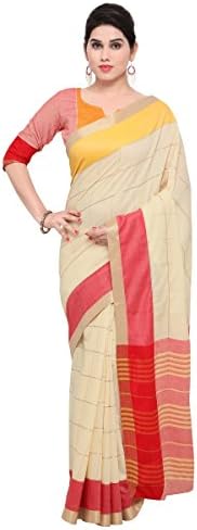 Aagaman Fashions Women's Indian Off-White Cotton Woven Saree, Sari