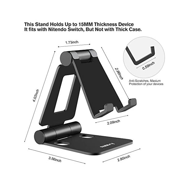 NULAXY Verstellbare Handy Ständer, Foldable Tablet Stand : Tisch Handy Halterung für Phone Xs Max, Xs, XR, X, 8, 7, 6 Plus, Pad Air 2 3 4, Mini 2 3 4 und 4-8 Zoll Device – Bild 3