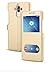 Produktbild Deesos Huawei Mate 9 Hülle Flip Schlank Tasche Schutzhülle Dual Fenster Stand Funktion Magnetverschluss Prämie PU Leder Hülle für Huawei Mate 9 Gold
