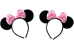 UVAN ART Bandeau D'Oreilles Minnie Avec Oreilles de Souris, Pour Adultes, Avec Motif À Pois, Motif Disney, Pour Femmes, Pour Enfants, Pour Filles, Décoration de Fête, Accessoires Cadeaux