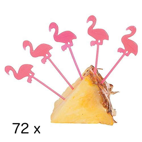 72 x Flamingo Picks Party Picks Sommer Picks Sommerparty Käsepiecker Spieße Hawaii Sommerparty