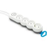 Garza Power &ndash; 4-Way Power Strip with Switch, Flat Plug, Multiple Thief 1.4 Metres, Child Protection, White, Range Design