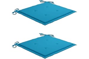 vidaXL Coussins de Chaise de Jardin Lot de 2, Coussin de Siège de Salon, Coussin de Meuble de Terrasse, Coussin d’Assise Extérieur, Bleu 50x50x3 cm Tissu Oxford