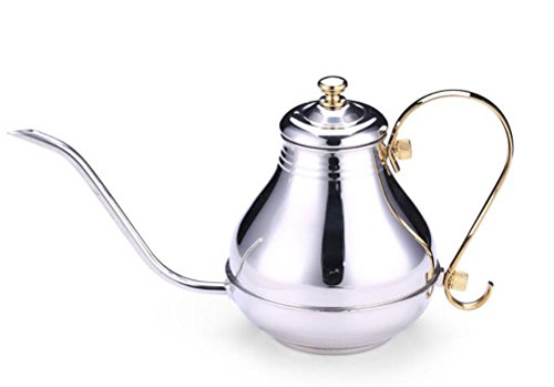 spécifications col de cygne 1 .5 L en acier inoxydable Royal Palace café goutte à goutte bouilloire pot à long cou (or / argent) silver 1.5l