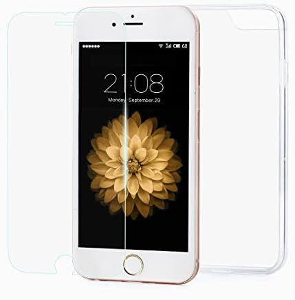 iPhone 6 / 6S Clear Protective Case PC Back with TPU Bumper and Unique Camera Opening &amp; Temepered Glass Screen Protector (iPhone 6 / 6S 4.7 inch, Clear Transparent)