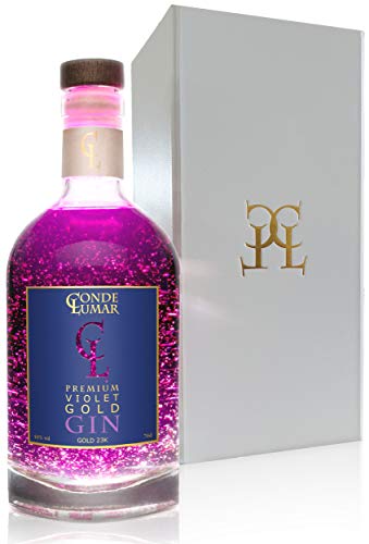 Cadeau Gin Violet Premium - Feuille d'or 23K - Original Gin de Mûres - Cadeau de Luxe pour Femme - Botaniques Fruits des Bois de la Méditerranée - Avec Coffret Cadeau & Certificat d'or