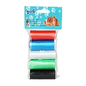 Mascots Tierra Plastic Extra Thick and Strong Leak Proof 5 Roll Dog Poop Unscented Waste Bags for Dogs (Multicolor) - 75 Counts