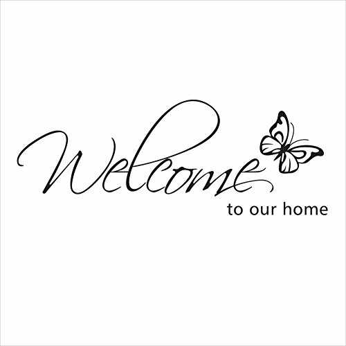 WELCOME TO OUR HOME Zitat Abziehbild Vinyl Wörter Aufkleber Rebe Kunst Wandaufkleber für Kindergarten Zuhause Dekoration (Herzlich Willkommen)
