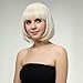 Bigood 28cm Party Buckle type Neat bang short straight hair Bob hairstyle White wig
