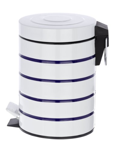 WENKO 21351100 Kosmetik Treteimer Marine Weiß, Fassungsvermögen 3 L, Stahl, 15 x 27 x 15 cm, Weiß - 2