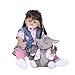 Produktbild sunhoyu Reborn Baby Puppe, 24in Neugeborenen Lebensechte Volle Silikon Lange Haare Baby Doll Cartoon Rock Jacke Schuhe Elefant Spielzeug Weihnachten Geburtstag Urlaub Geschenk