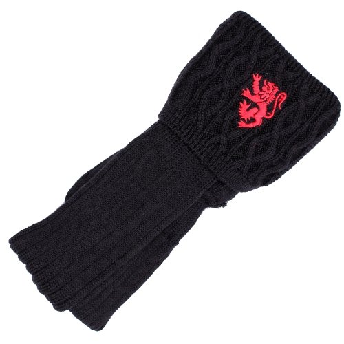 The Scotland Kilt Company Nuevo Hombre Negro 50% Lana Falda Escocesa Hose Calcetines Rojo Bordado León Rampante - Negro con Rojo León, 9-13UK