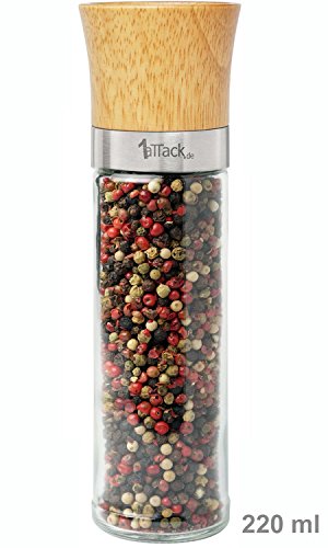 Pfeffermühle Salzmühle Gewürzmühle unbefüllt mit Keramik Mahlwerk in Geschenk Verpackung - 230ml - Höhe 20.5cm - holz