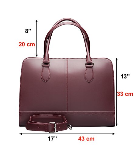 Su.B 15.6” 14” Diagonale professionelle Design Damen Laptoptasche, echtes Leder – Made in Italy (Bordeaux Rot) - 6