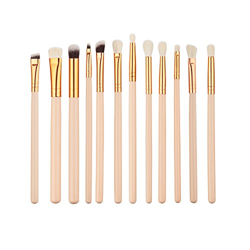 JACKY 12Pcs Cosmetic Eyebrow Eyeshadow Brush Makeup Brush Sets Kits Tools