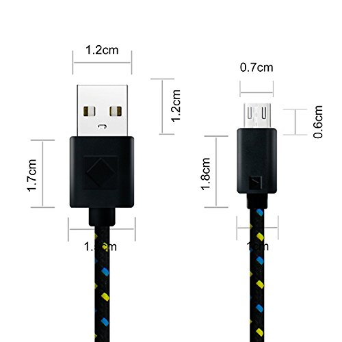 JUNGEN 2m Premium Micro USB auf USB Kabel mit Metallstecker Nylonmantel besonders strapazierfähig flexibles Lade- und Datenkabel mit vergoldeten Kontakten für Android, Samsung, HTC, und mehr (schwarz) - 7