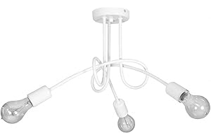 LIGHT HOME LH Light-Home Edison Lampadario da Soffitto Industriale - Lampadari Moderni Per Soggiorno Camera da Letto e Cucina in Metallo - a 3 Luci - E27 - Bianco