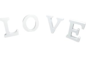 YJFY LOVE Lettres décoratives en Bois Décoration Lettre en Bois Love Table Top Pièce LOVE Lettres de Lettrage pour Lettres Mariage FêTe De Maison Ornements en Bois De Table à Manger, Blanc