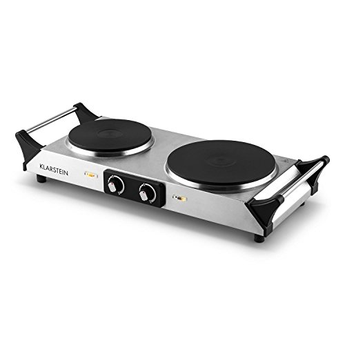Klarstein Cookorama Kochplatte Mobile Doppel-Herdplatte Edelstahl Kochplatte (2 Kochfelder, 2500W, stufenlos einstellbare Temperatur, Tragegriffe) schwarz - 5