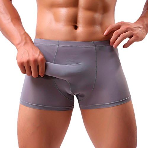 TIREOW Fashion Sexy Mens Elephant Bulge Briefs Underwear Pouch T Lingerie Underpants Shorts (XL, Gray)