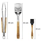 VENETUS-BBQ Grillbesteck extra lang aus edlem Akazienholz | Premium Grillzubehör 3 teilig: Grillzange – Bild 2