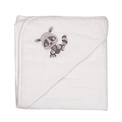 Pippi Unisex Baby Hooded Towel with Embroidery Dressing Gown, White, One Size (manufacturer size:83X83)
