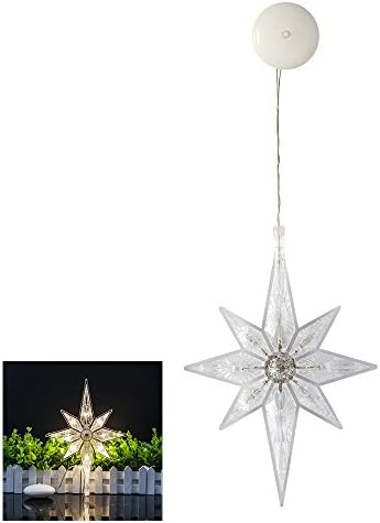 LED North Star Fairy Lights Battery Operated 11''x7.5'' Window Hanging Lamp Warm White for Christmas Wedding Party Decorations