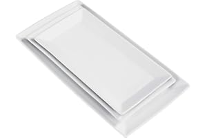 Amazon Commercial Zestaw obiadowy, deserowy, przystawka na imprezę, 3-częściowa porcelana, biała