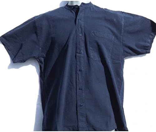 Short Sleeved Button-Through Grandadshirts (X- Large, Navy)