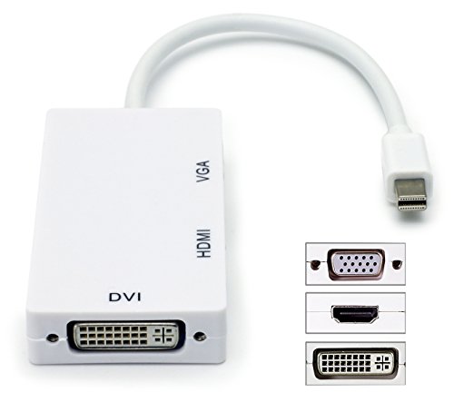 MyGadget 3 in 1 Adapter Mini Display Port (DP) auf HDMI VGA DVI Konverter Kabel für Apple Macbook Air, Pro, Mini, iMac, Mac mini, Microsoft Surface Pro, Lenovo Thinkpad X1 in Weiß - 4