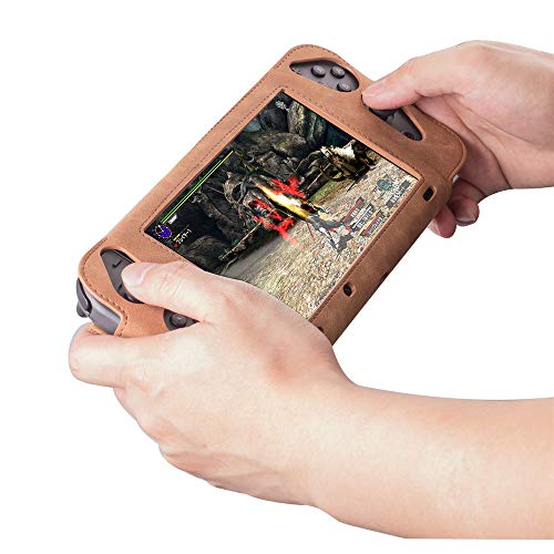 Preisvergleich Produktbild YAOkxin Nintendo Schalter Leder-Schutzhülle Split tragbare Brieftaschenschutz Kreditkarte Kreditkarte Tasche,Brown