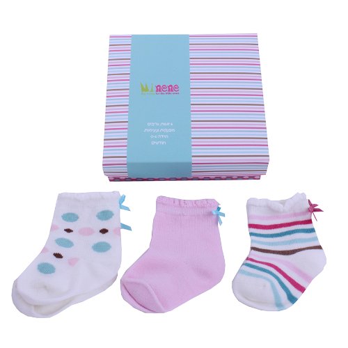 Minene Unisex Baby Socks Gift Set Pink/White/Green 6-12 Months