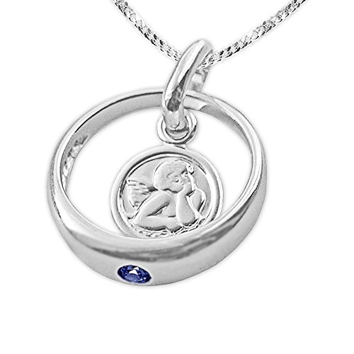 CLEVER SCHMUCK Taufkettchen Silber - Mit Schutzengel Und Safir Stein