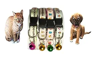 RvPaws Puppies and Kitten's Cute Bell Neck Collar, Dog and Cat Printed Collar, Small Size 10 MM 2 Pcs