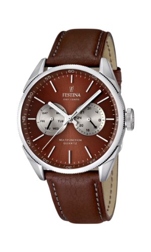 Festina Herren-Armbanduhr XL Klassik Multifunktion Analog Quarz Leder F16629/6 Festina Herren-Armbanduhr XL Klassik Multifunktion Analog Quarz Leder F16629/6