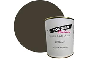 BOX DECO COULEURS Peinture meuble cuisine et salle de bain à base de laque polyuréthane mono-composante aspect satin Aqua PU MONO - 750 ml / 7.5m², Marron Chocolat