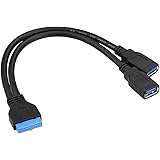 Black 20 Pin Header Female to Dual USB 3.0 Type A Cable Lead Adaptor BuchseY