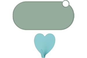 MAXQUU 1 tappetino in silicone con 1 gancio, impermeabile e antiscivolo, per animali domestici, tappetino da cibo per cani, tappetino da cibo per gatti, con occhiello di sospensione (verde fagiolo)