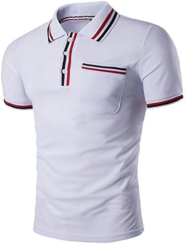 Mens Polo Shirts Short Sleeve Cotton Classic Slim Fit Golf Tennis T-Shirt Tops White