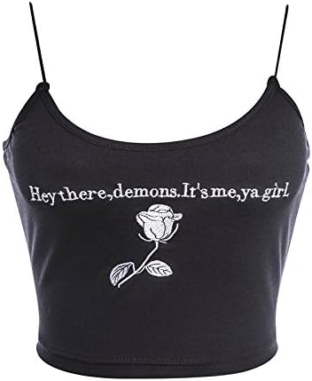 GUYIVVU Women'S Jacket Lace Wild Women'S Clothes Party Attracting Eye-Catching English Letters Embroidered Solid Color Harness Vest Vest Female Slim Navel Bottom Coat,Black,M