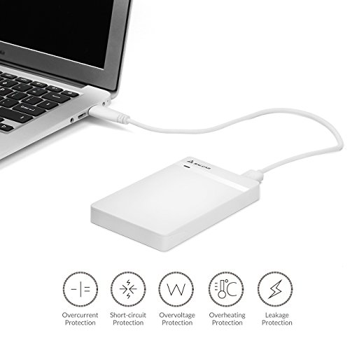Salcar 2,5 Zoll USB 3.0 HDD SDD Festplattengehäuse, Case, Adapter, Tasche für 9,5 mm 7 mm 2,5″ SATA HDD und SSD mit USB 3.0 Kabel werkzeuglos Unterstützung UASP (Weiß) - 6