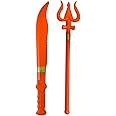 Vidhyapati Plastic Weapon Role Play Toy for Kids | Smooth Edges Activity Toy. (1-Trishul/1-Khanjar (Combo - 2 Pcs))