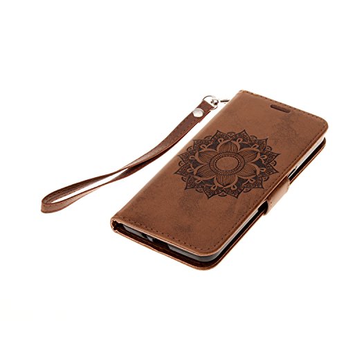 Für Samsung Galaxy Grand Prime Hülle Braun,Cozy Hut Datura Blumen Flip Case Wallet Cover mit Strap Tasche PU Leder Handytasche Lanyard Handyhülle Schutz Hüllen im Bookstyle Ledertasche mit Stand Funktion Kartenfächer Magnetverschluss Magnet Etui Schale Schutzhüllen für Samsung Galaxy Grand Prime SM-G530 G531F 5,0 Zoll – braun - 3